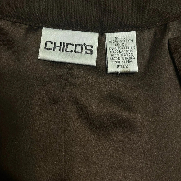 CHICO’S Textured Ribbon Stitch Chocolate Brown Beaded Jacket Size 2 / Medium‎ - Picture 7 of 9